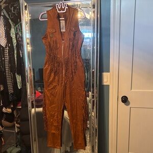 Brown Fringe Jumpsuit